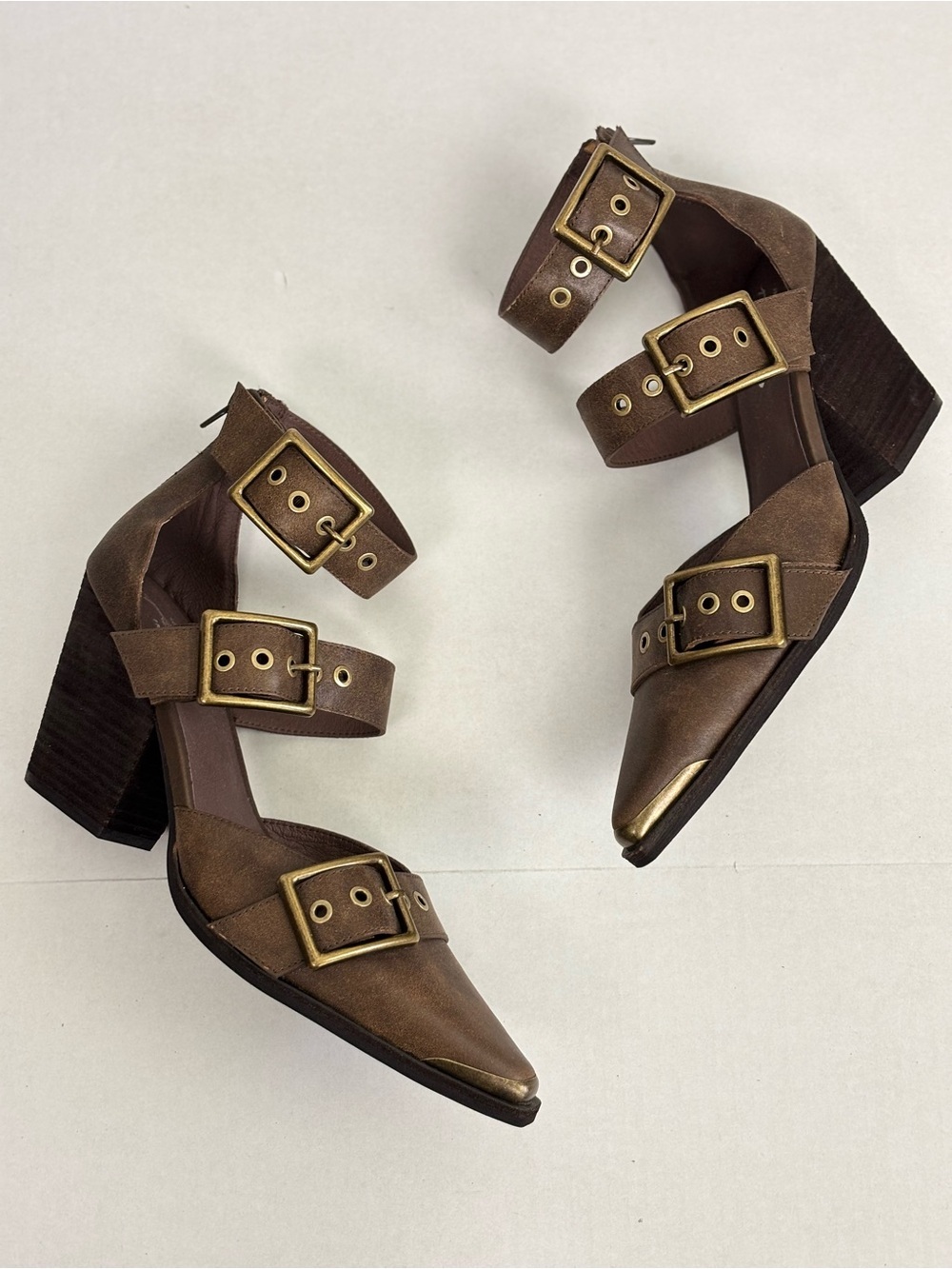 Free People x Jeffrey Campbell Hendrix Heels in Oiled Brown Size 10 - Picture 5 of 10
